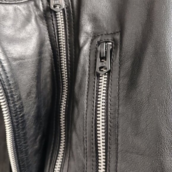 G-Star Black Leather Jacket with Zipper Details - Picture 9 of 12